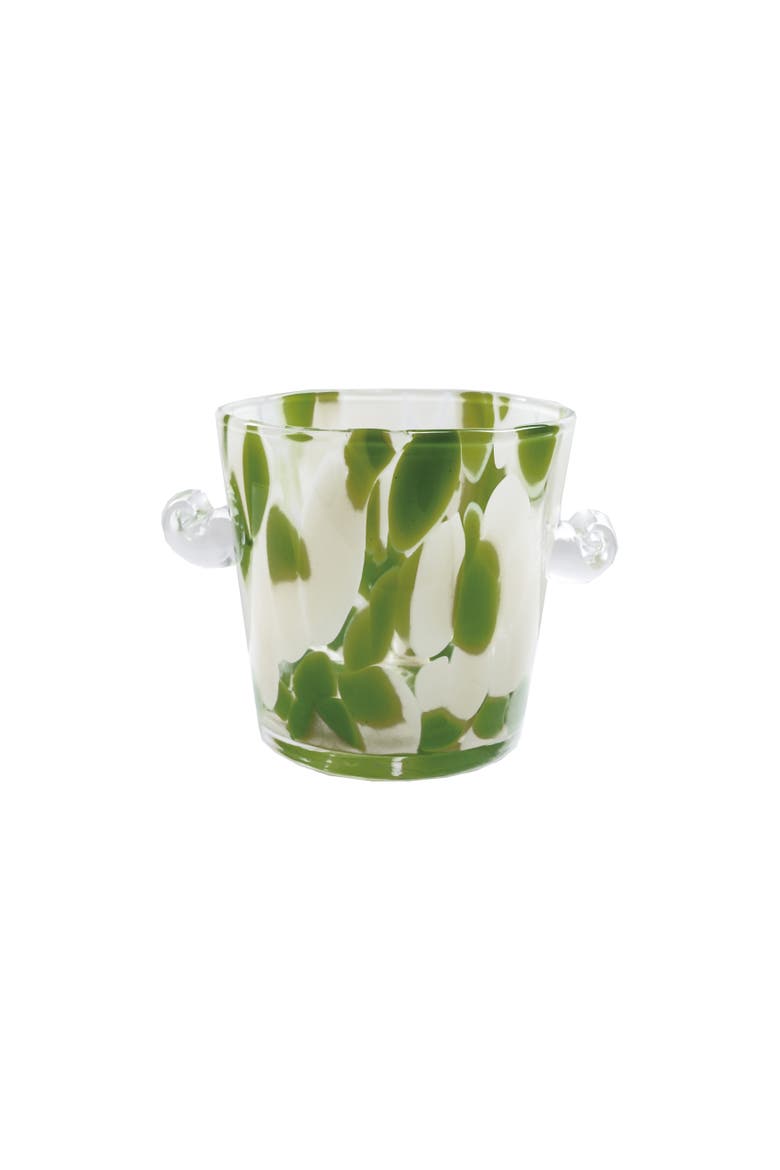 32-Ounce Confetti Glass Ice Bucket with Handles, Yellow and Green, Main, color, Yellow