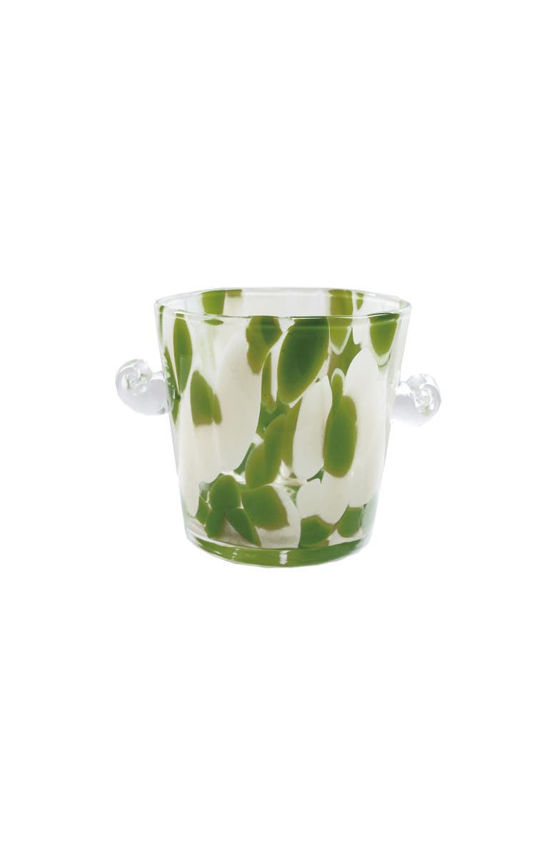 Storied Home 32-Ounce Confetti Glass Ice Bucket with Handles, Yellow and Green, Main, color, Yellow
