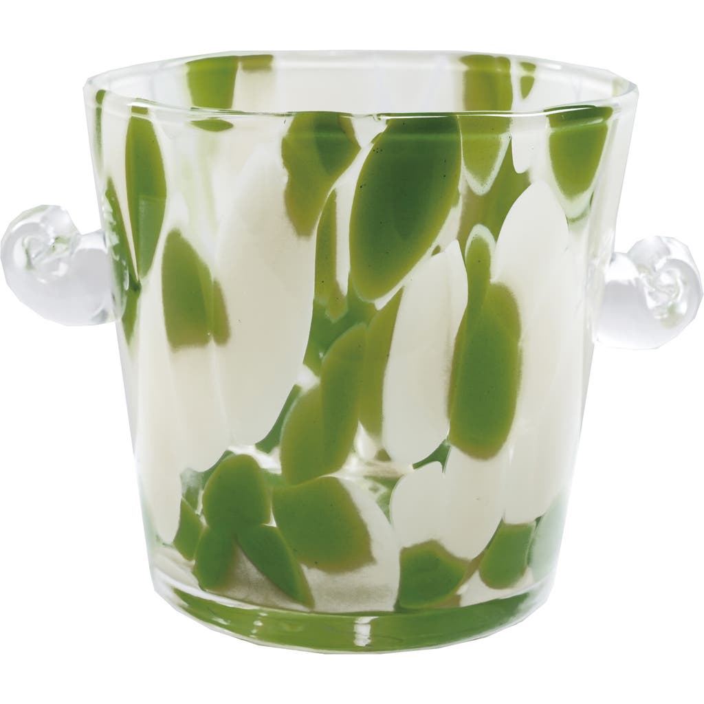 Storied Home 32-ounce Confetti Glass Ice Bucket With Handles, Yellow And Green