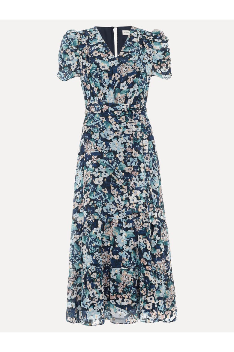 Azalea Floral Dress, Alternate, color, Indigo