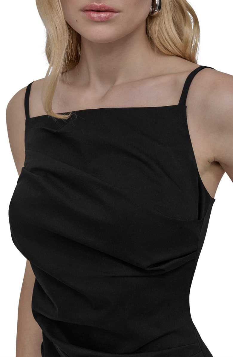 DKNY Ruched Cotton Blend Body-Con Dress, Alternate, color, Black