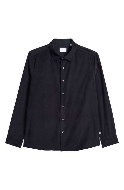 7 Diamonds Herigate Cotton Corduroy Button-Up Shirt in Black 