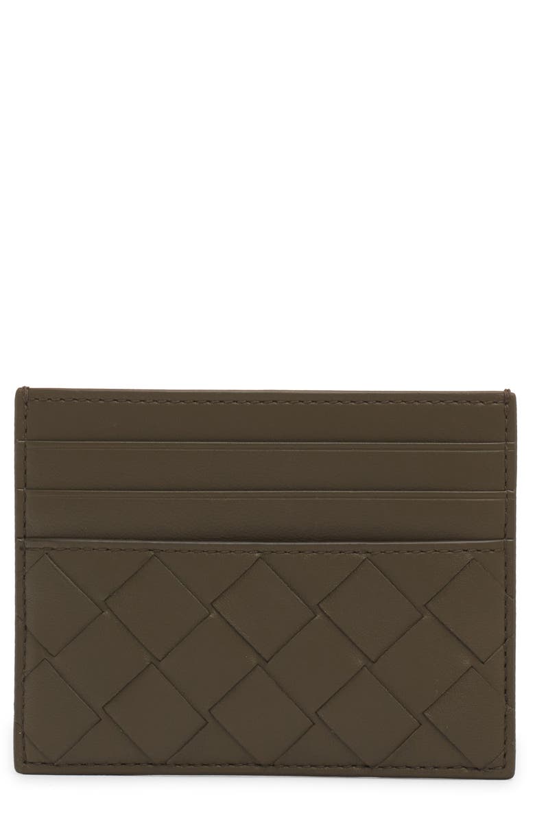 Bottega Veneta Intrecciato Leather Card Case, Main, color, Cypress