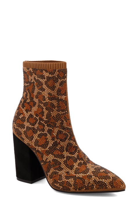 Marlena Leopard Spot Knit Boot (Women)