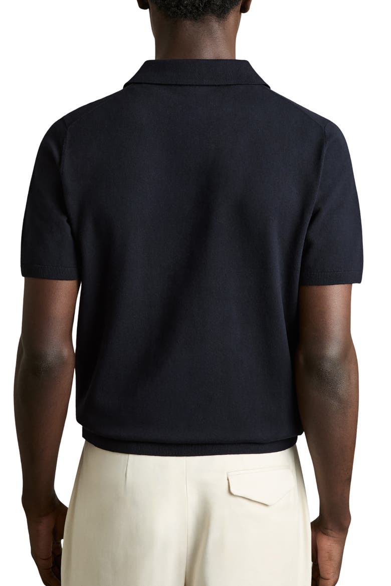 Finch Short Sleeve Linen & Cotton Polo Sweater, Alternate, color, NAVY
