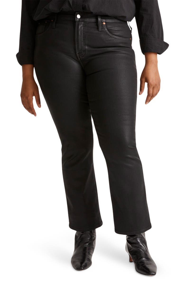 Madewell Kick Out Coated Crop Jeans, Alternate, color, True Black