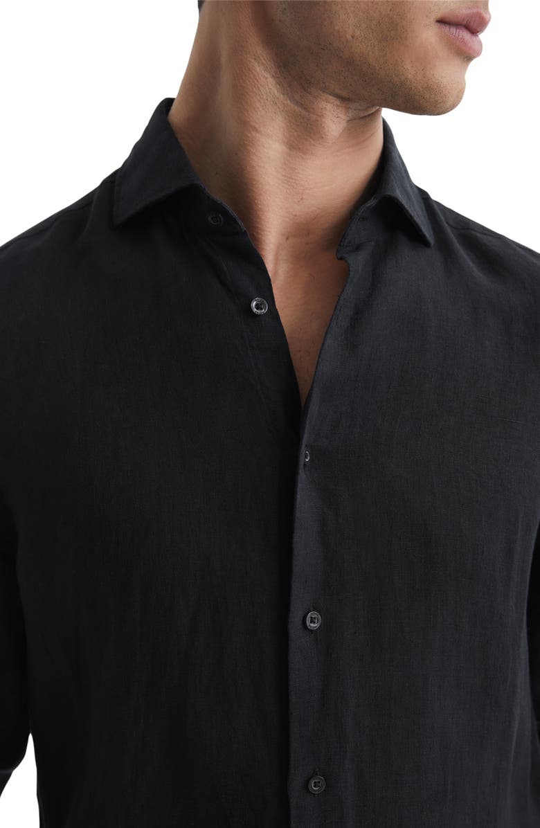 Reiss Ruban Linen Button-Up Shirt, Alternate, color, Black