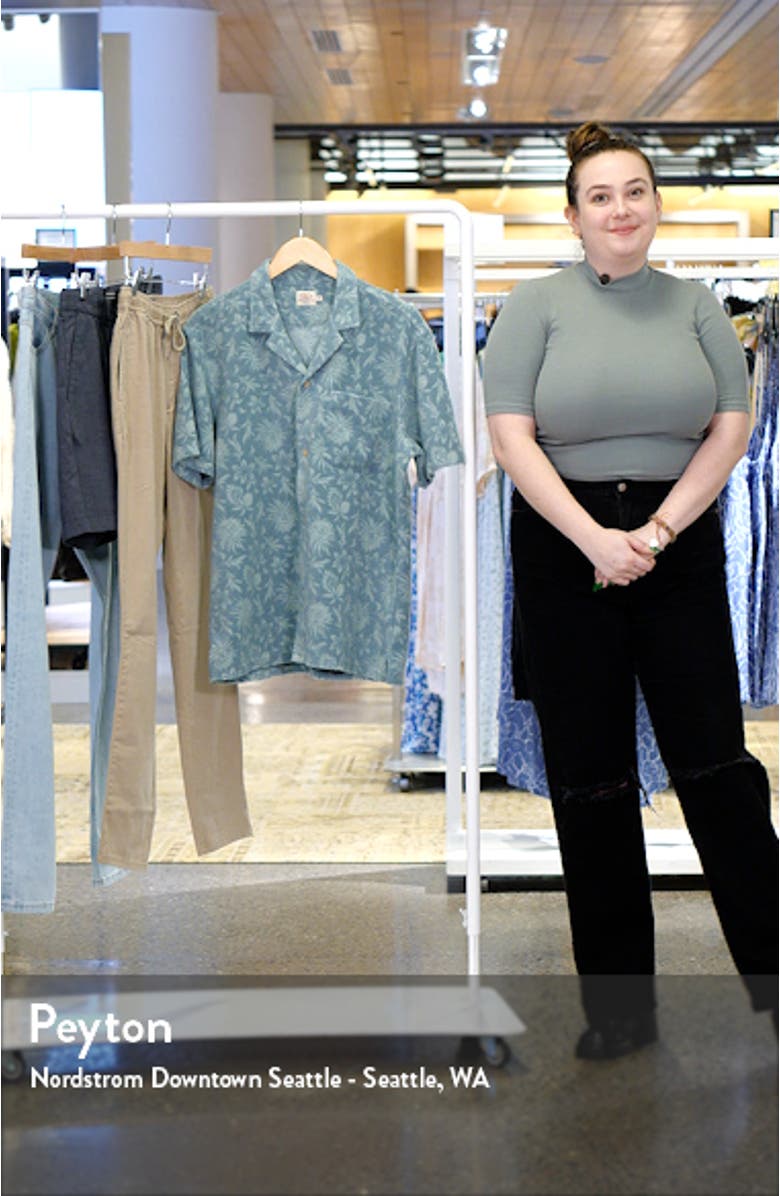 Cabana Floral Short Sleeve Terry Cloth Button-Up Shirt, sales video thumbnail