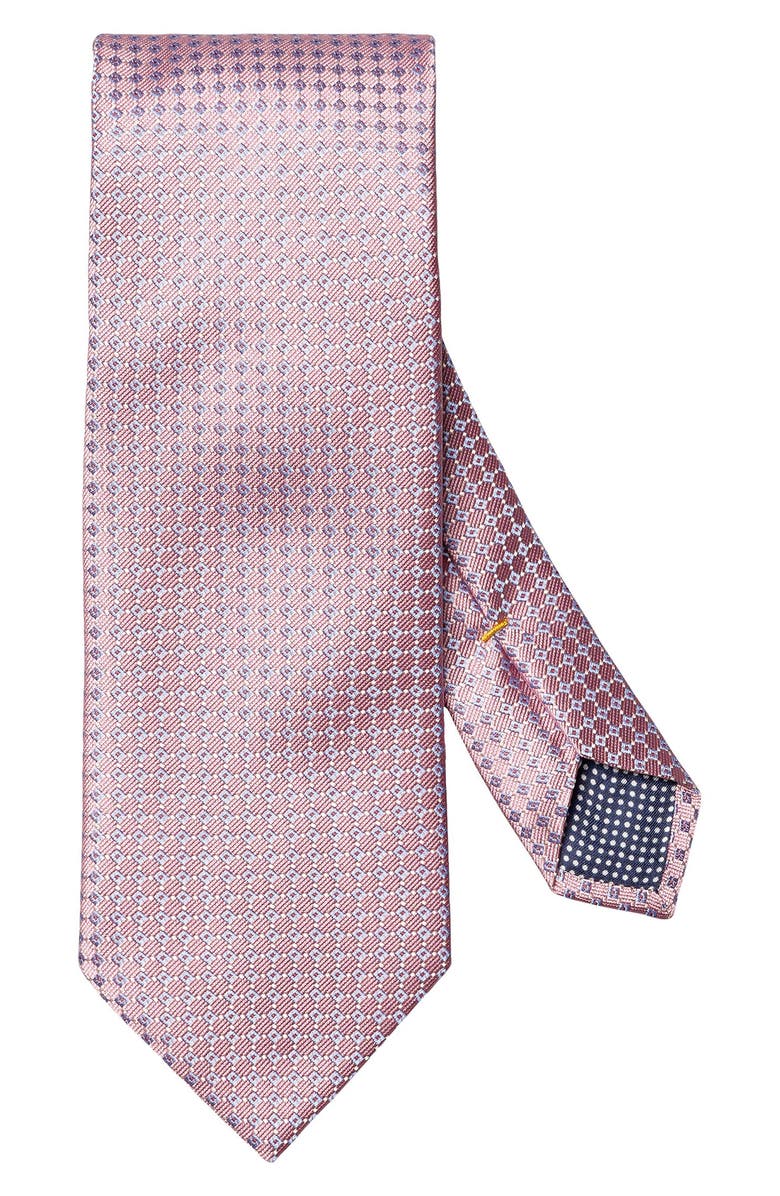 Eton Neat Geometric Silk Tie, Main, color, Medium Pink