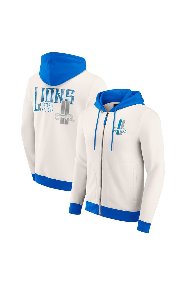 Darius Rucker Collection by Fanatics Men
s Darius Rucker Collection by Fanatics Cream Detroit Lions Distressed Graphics Full-Zip Hoodie, Main, color, 