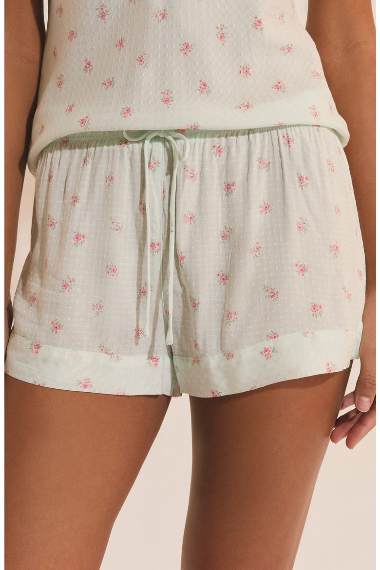 Olivya Floral Swiss Dot Pajama Shorts, Alternate, color, IMP FOND VERT