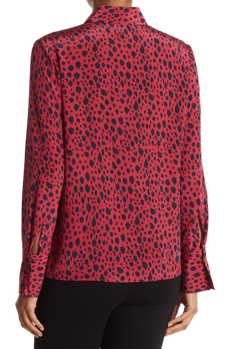 St. John Collection Cheetah Print Silk Blouse, Alternate, color,
