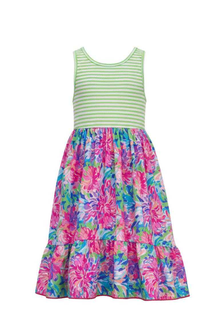 Tropical Bloom Sleeveless Hi-Lo Dress, Main, color, Purple
