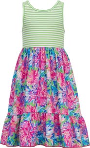 Mia Belle Girls Tropical Bloom Sleeveless Hi-Lo Dress