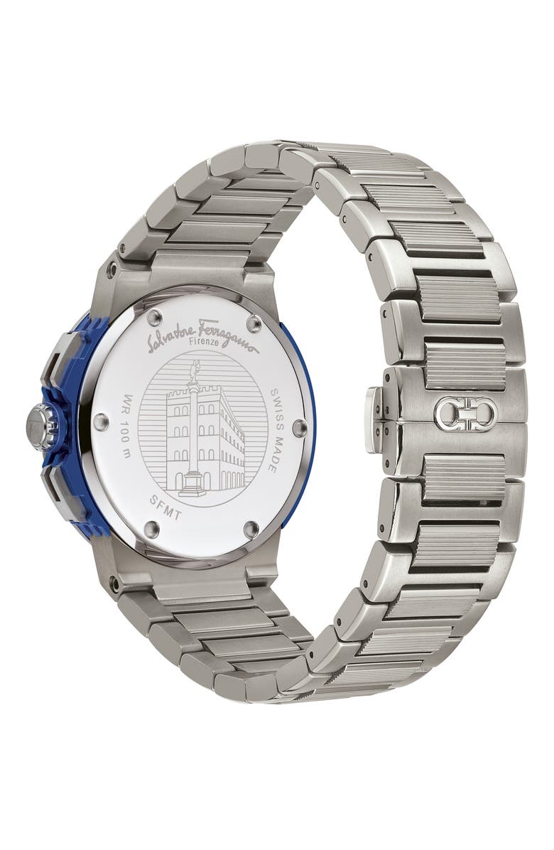 FERRAGAMO F-80 Titanium Tech Chronograph Bracelet Watch, 44mm, Alternate, color,