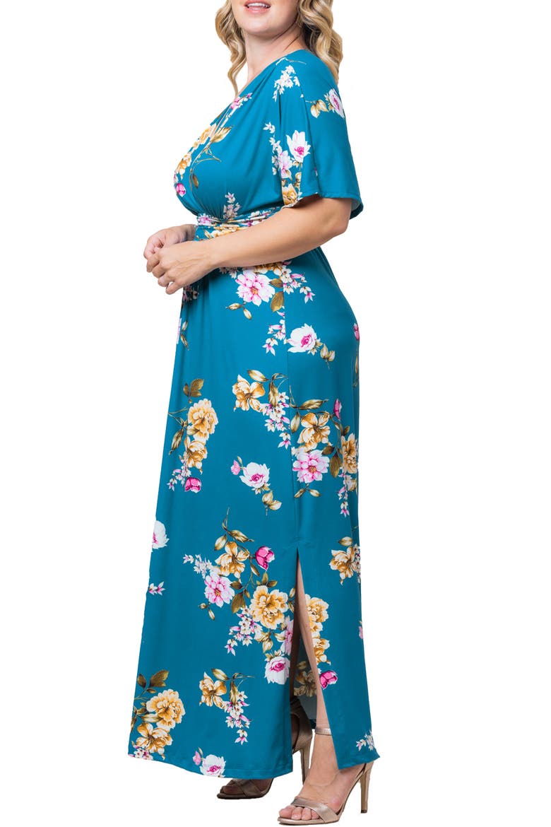 Vienna Maxi Dress, Alternate, color, TEAL FLORAL PRINT