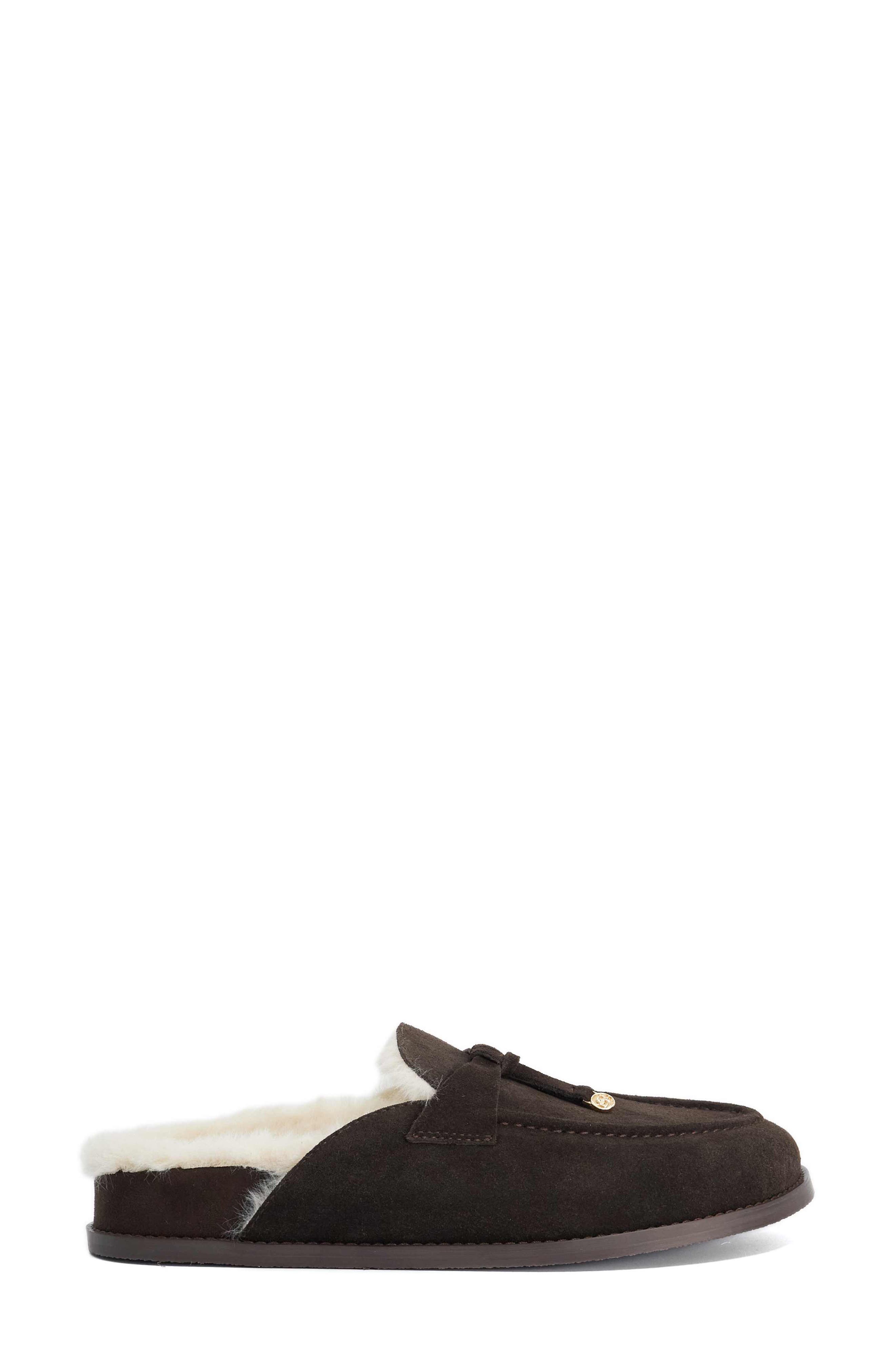 Gravitas Leather Faux Fur Lined Mule, Alternate, color, BROWN