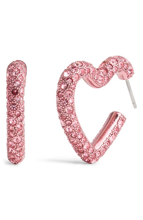 Pavé Heart Hoop Earrings