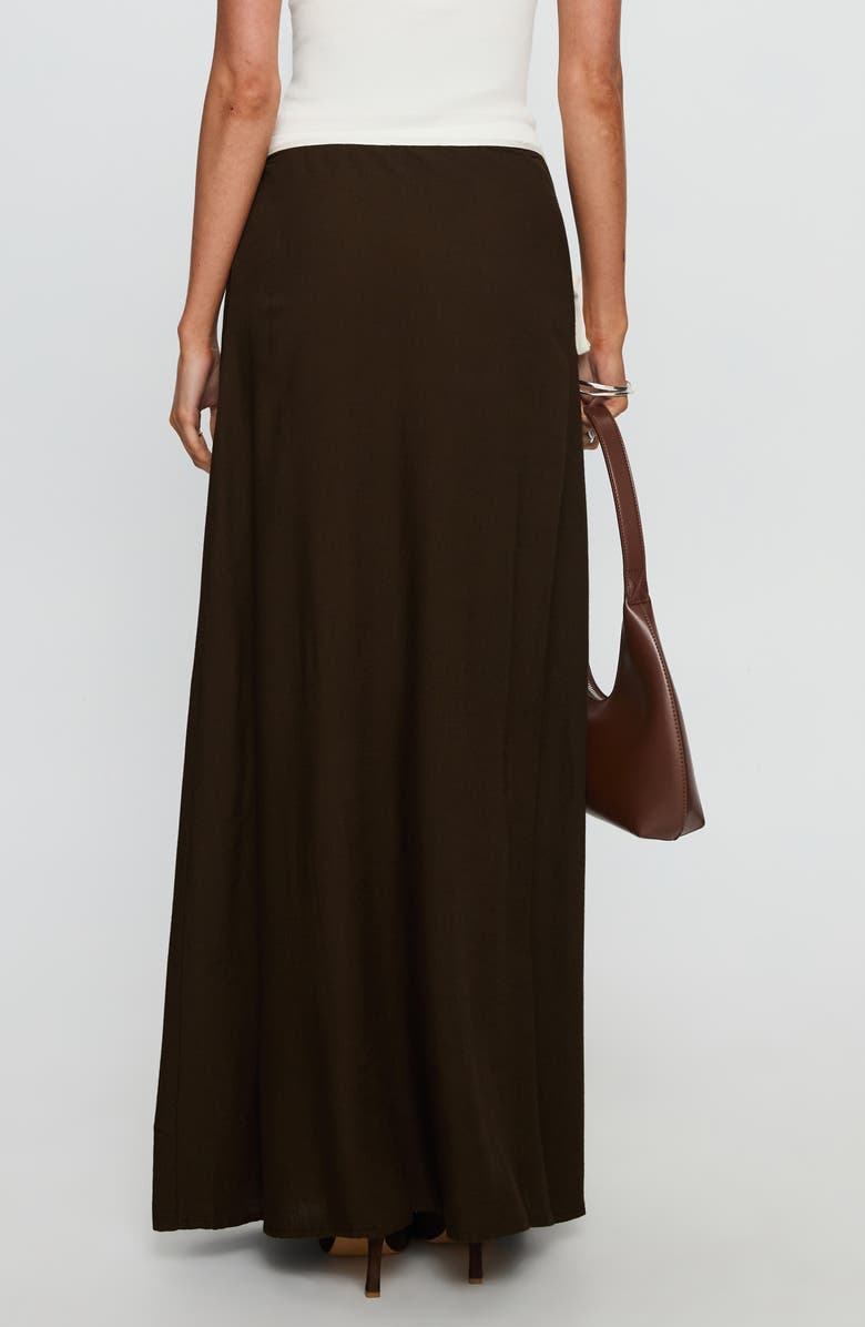 Princess Polly Keirah Contrast Binding Wrap Maxi Skirt, Alternate, color, Chocolate / White