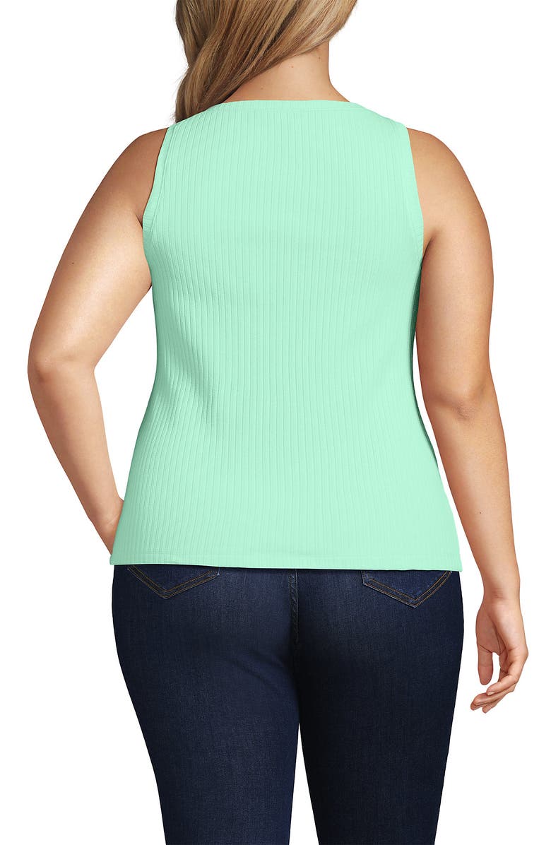 Lands' End Plus Size Pointelle Rib UNeck Tank, Alternate, color, Frosted Mint