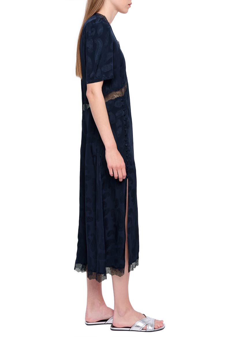 Redox Paisley Jacquard Silk Midi Dress, Alternate, color, ENCORE