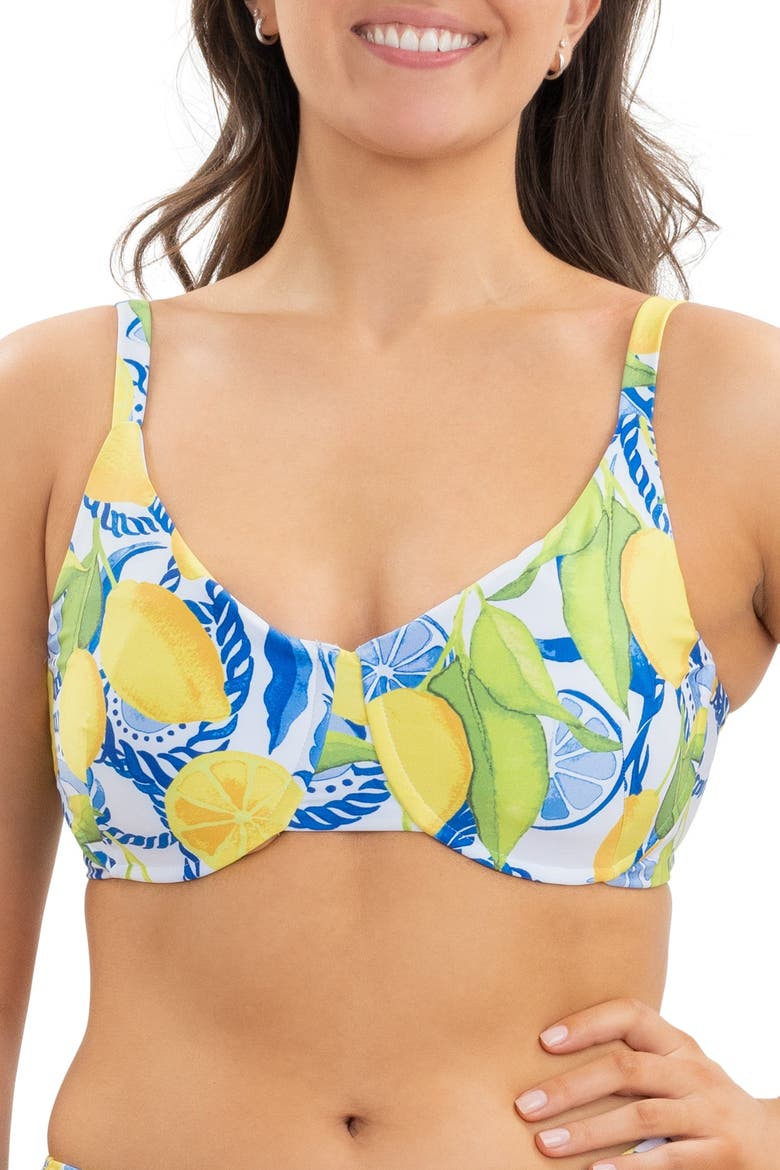 The Positano - Lemon Print Underwire Bikini Top, Main, color, White