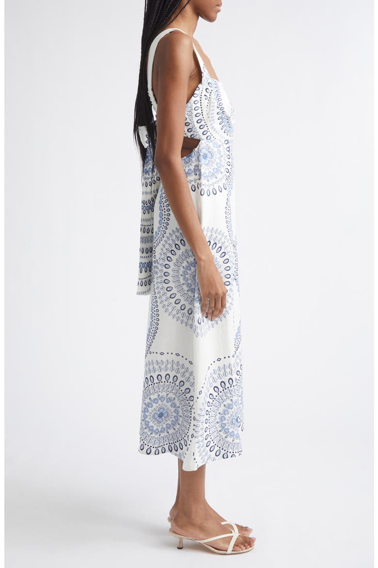 Addison Shell Print Linen Midi Dress, Alternate, color, IVORY/ BLUE