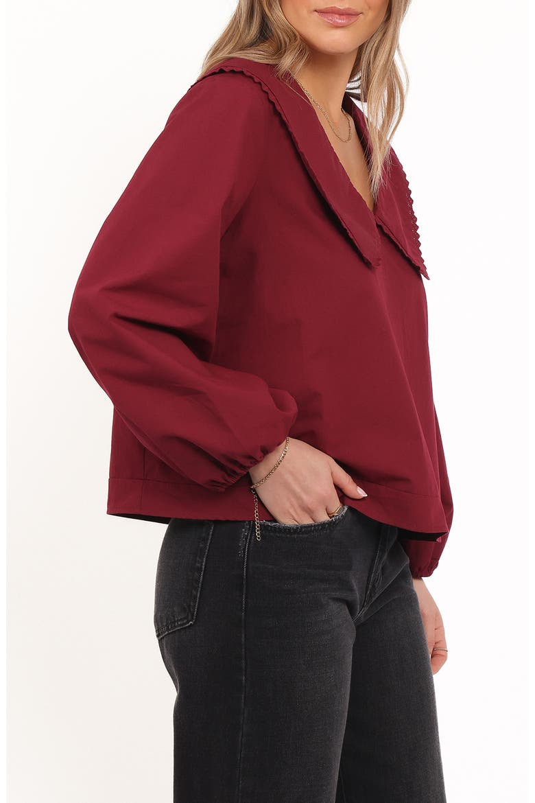 Kenna Collared Cotton Poplin Top, Alternate, color, BURGUNDY