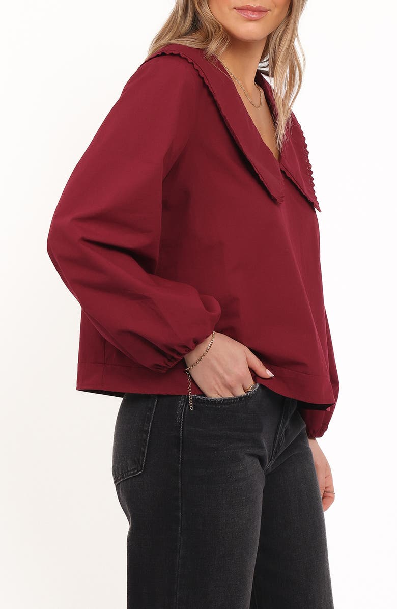 Petal & Pup Kenna Collared Cotton Poplin Top, Alternate, color, Burgundy