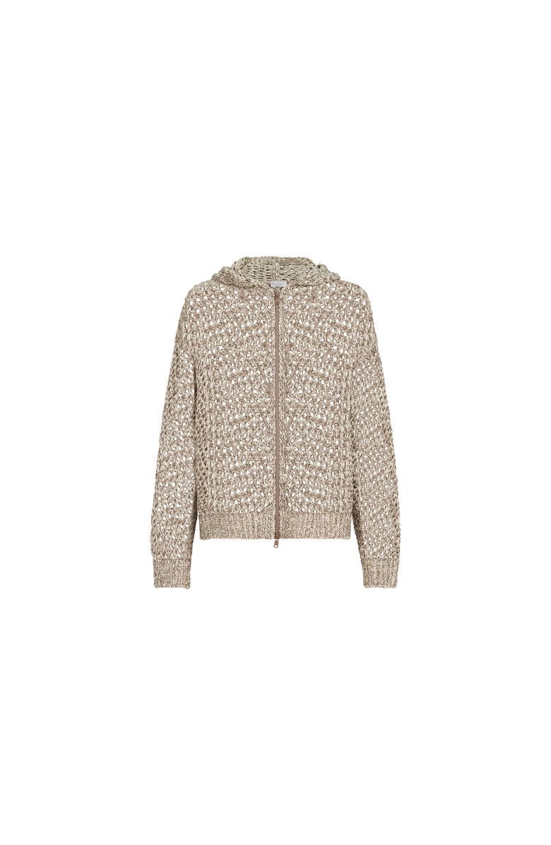 Brunello Cucinelli Dazzling chiné net cardigan, Alternate, color, Rope