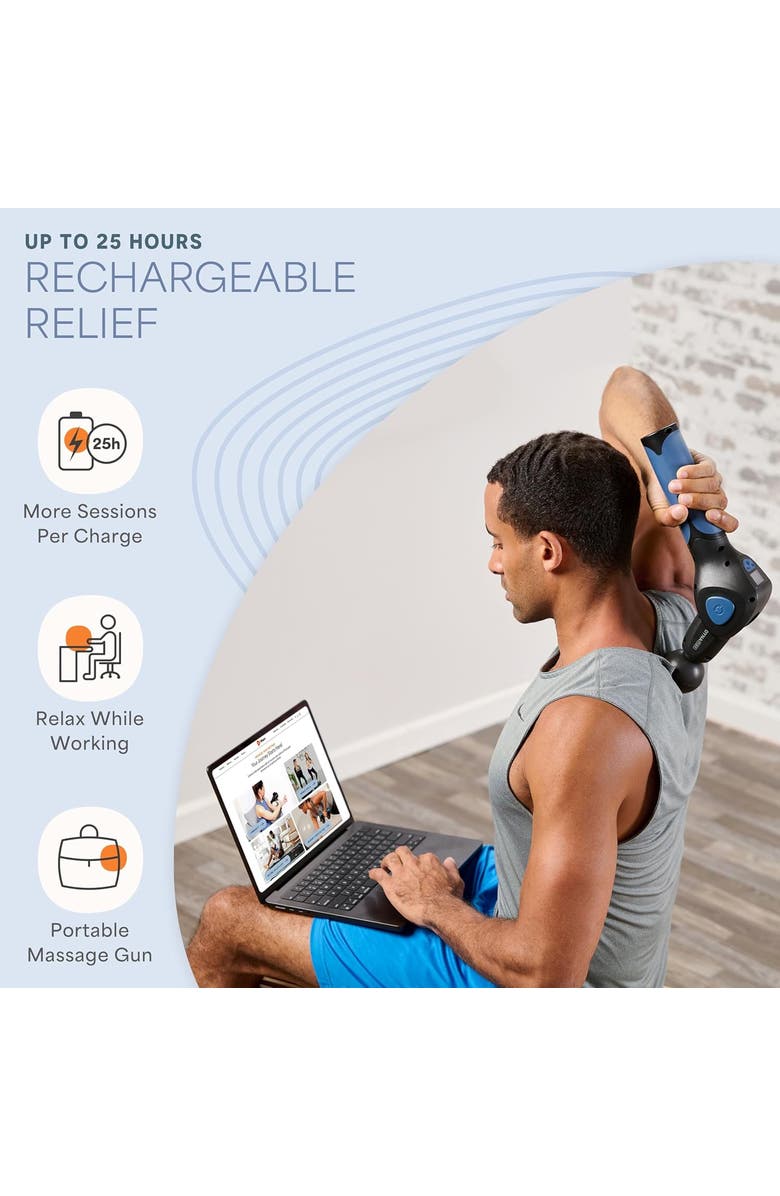 Lifepro DynaFlex Deep Tissue Handheld Massage Gun Portable Percussion Massager, Alternate, color, Blue