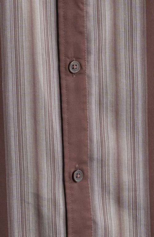 Open Edit Stripe Long Sleeve Button-up Shirt In Gray
