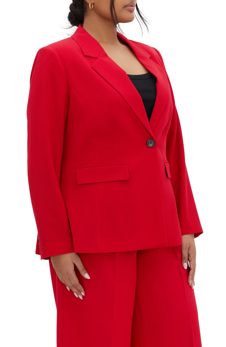 City Chic Clea One-Button Blazer, Alternate, color, Red