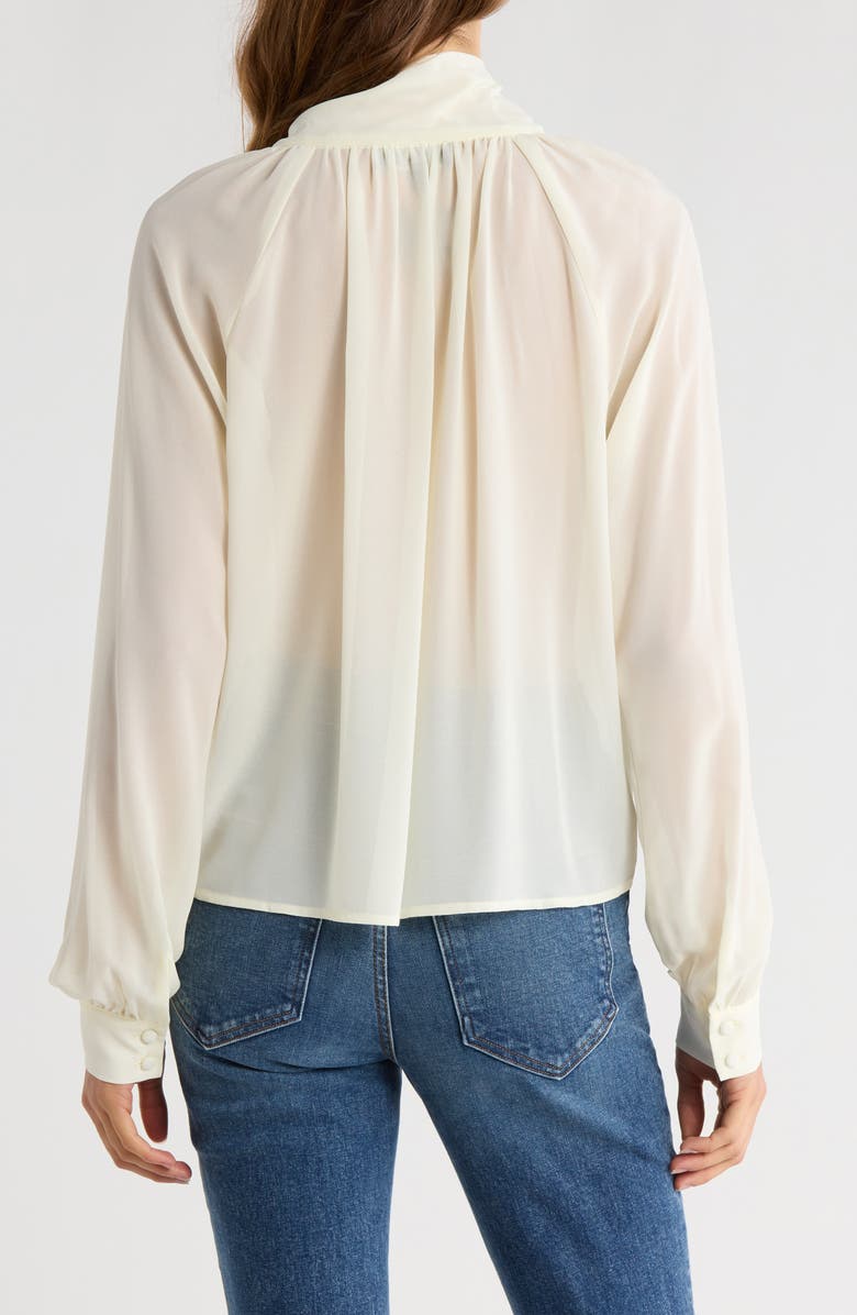 WAYF x Sara Walker Bow Georgette Blouse, Alternate, color, Cream