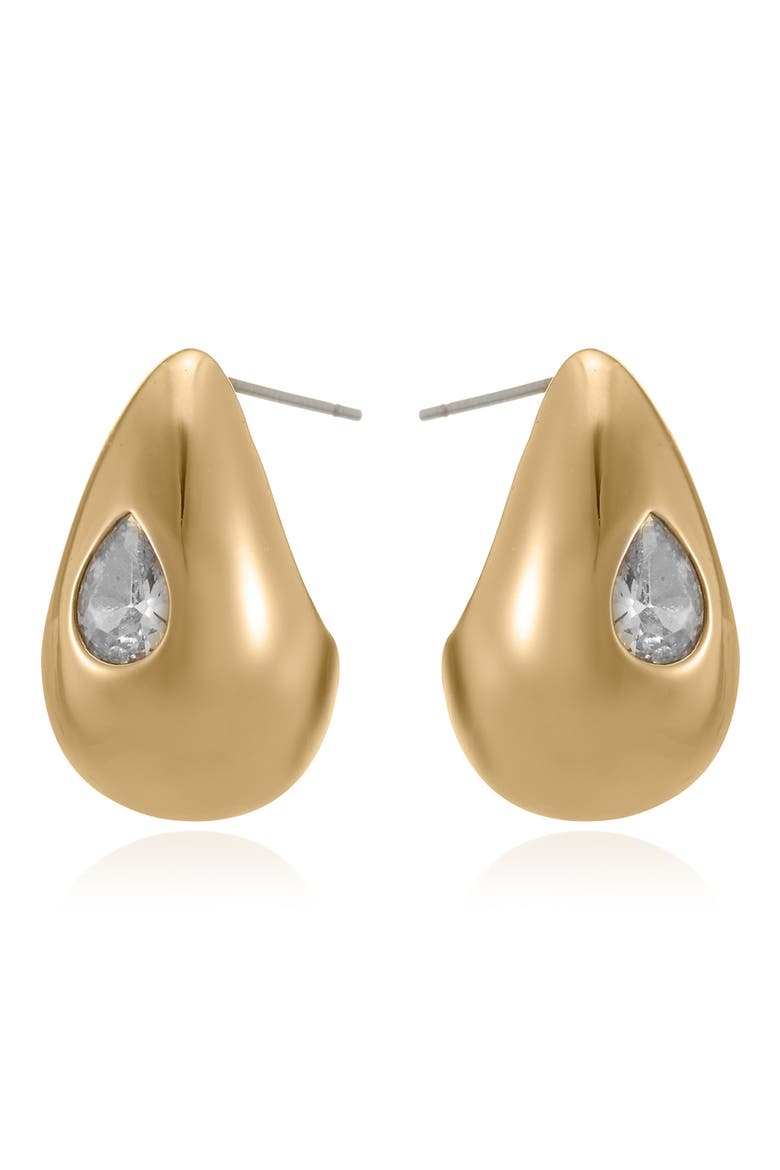 Dome Teardrop Stud Earrings, Alternate, color, GOLD