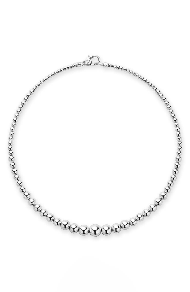 LAGOS Caviar Bubbly Graduated Bead Collar Necklace, Main, color, Sterling Silver