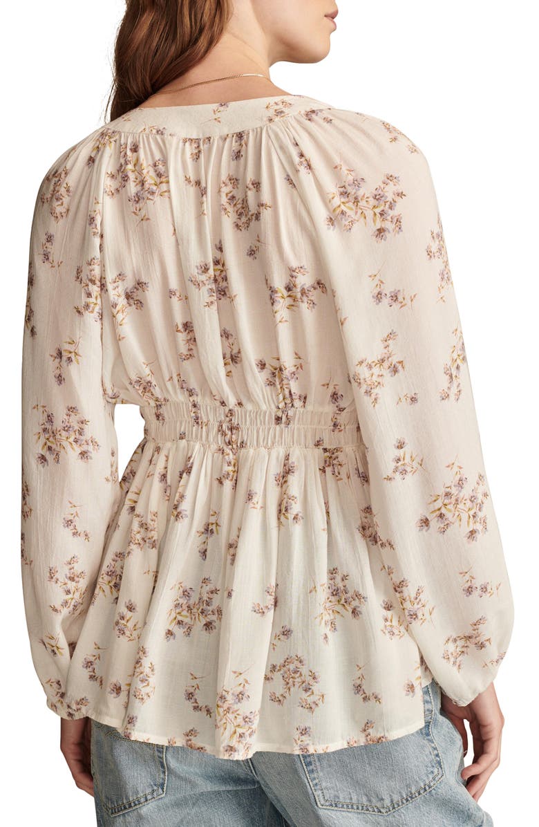 Lucky Brand Floral Smocked Waist Top, Alternate, color, 