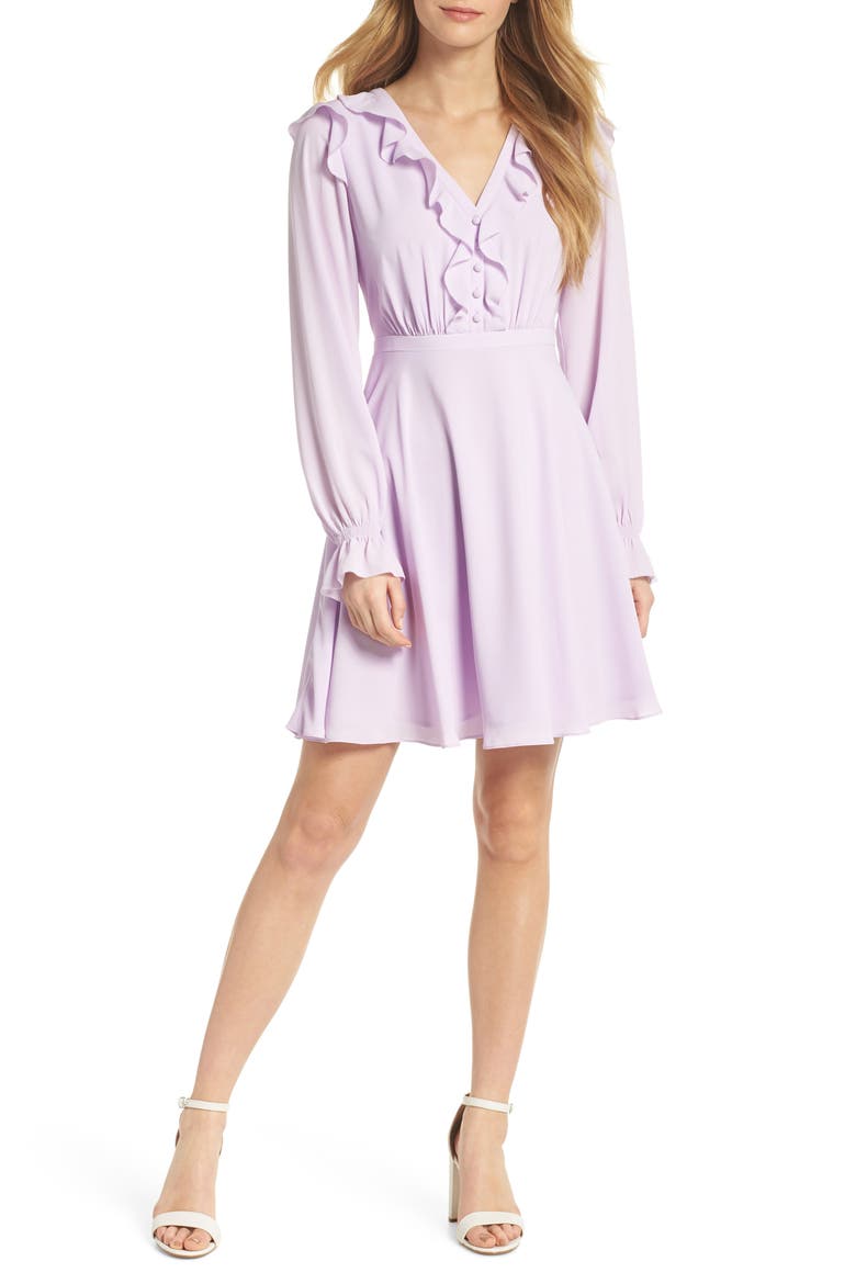 Haley Ruffle Georgette Dress, Main, color, LILAC