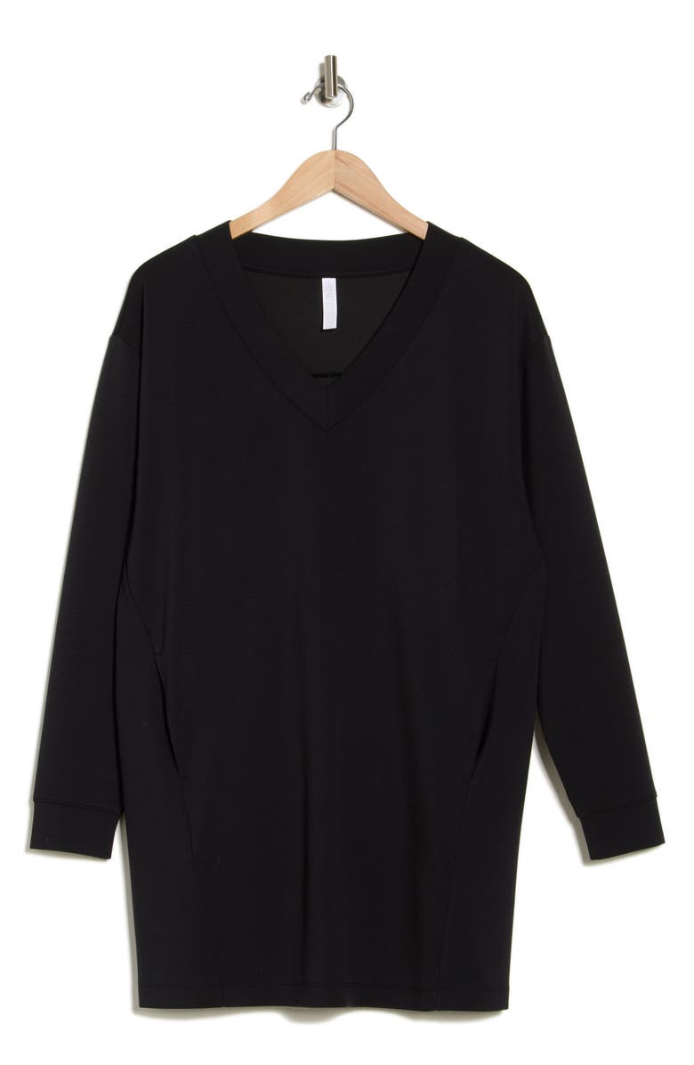 Z by Zella Whisper Knit V-Neck T-Shirt Dress, Alternate, color, 