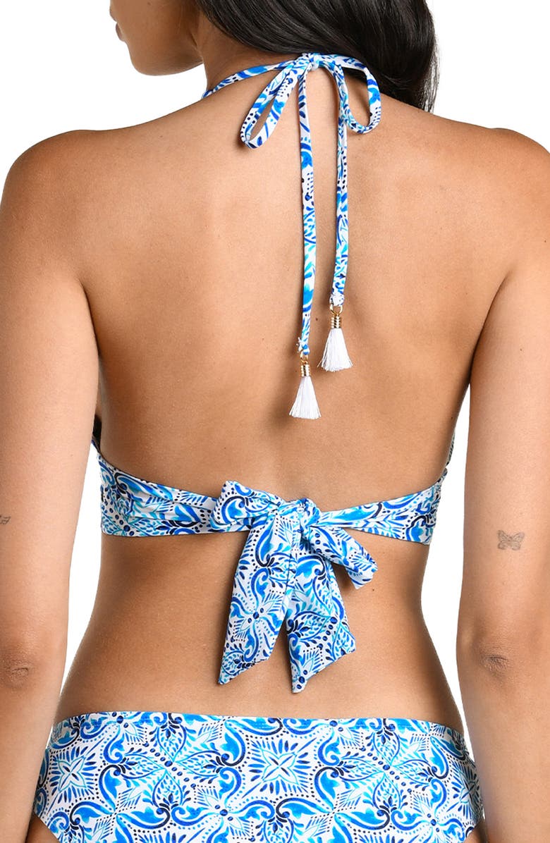 La Blanca Costa Azul Banded Halter Bikini Top, Alternate, color, Blue
