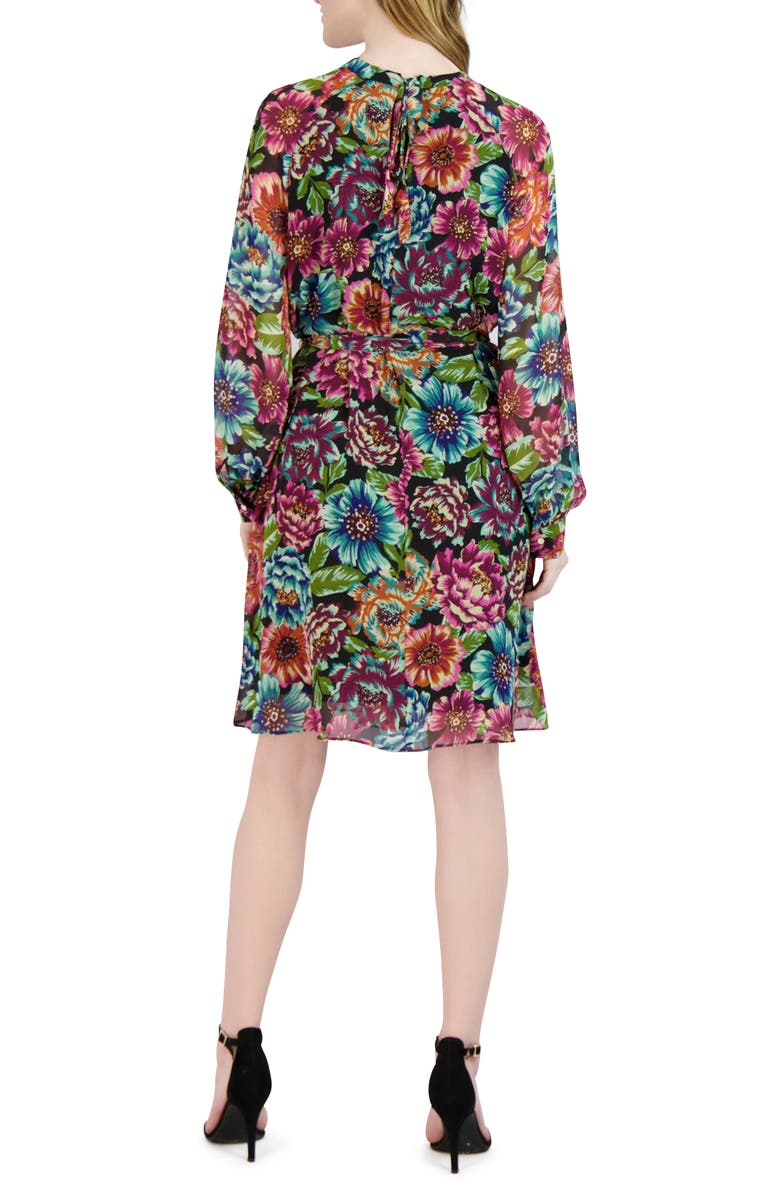 Julia Jordan Tie Waist Long Sleeve Chiffon Dress, Alternate, color, 