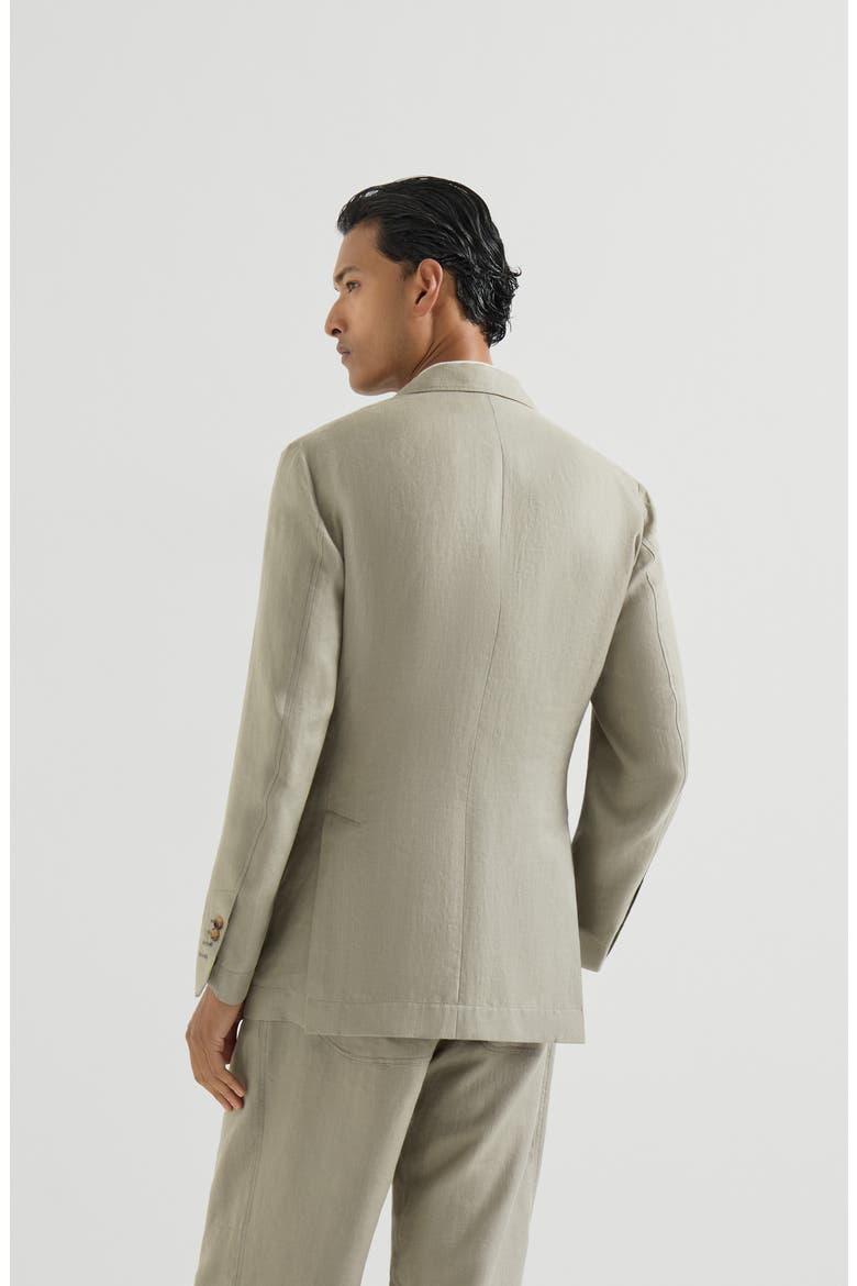 Linen micro chevron unlined blazer, Alternate, color, Sage