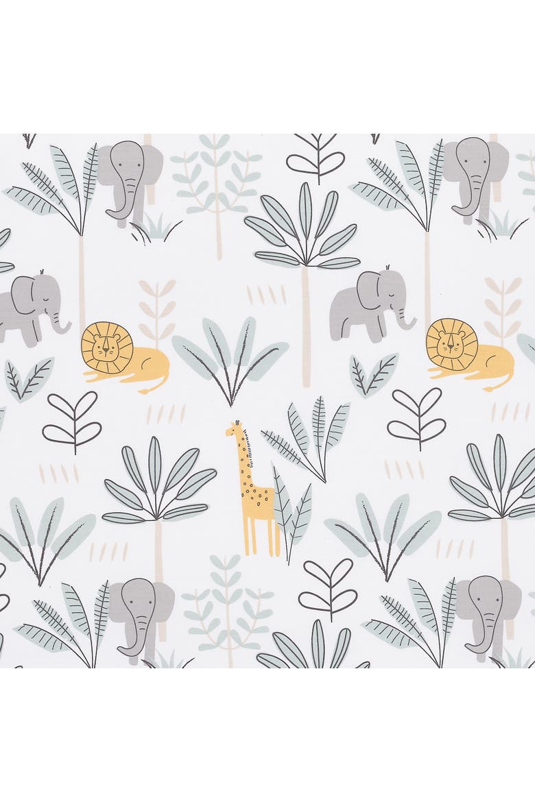 Jungle Adventure 100% Cotton Baby/Toddler Fitted Crib Sheet, Alternate, color, White Multi