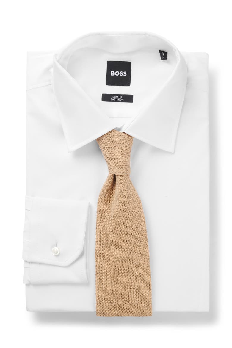 Silk Knit Tie, Alternate, color, MEDIUM BEIGE