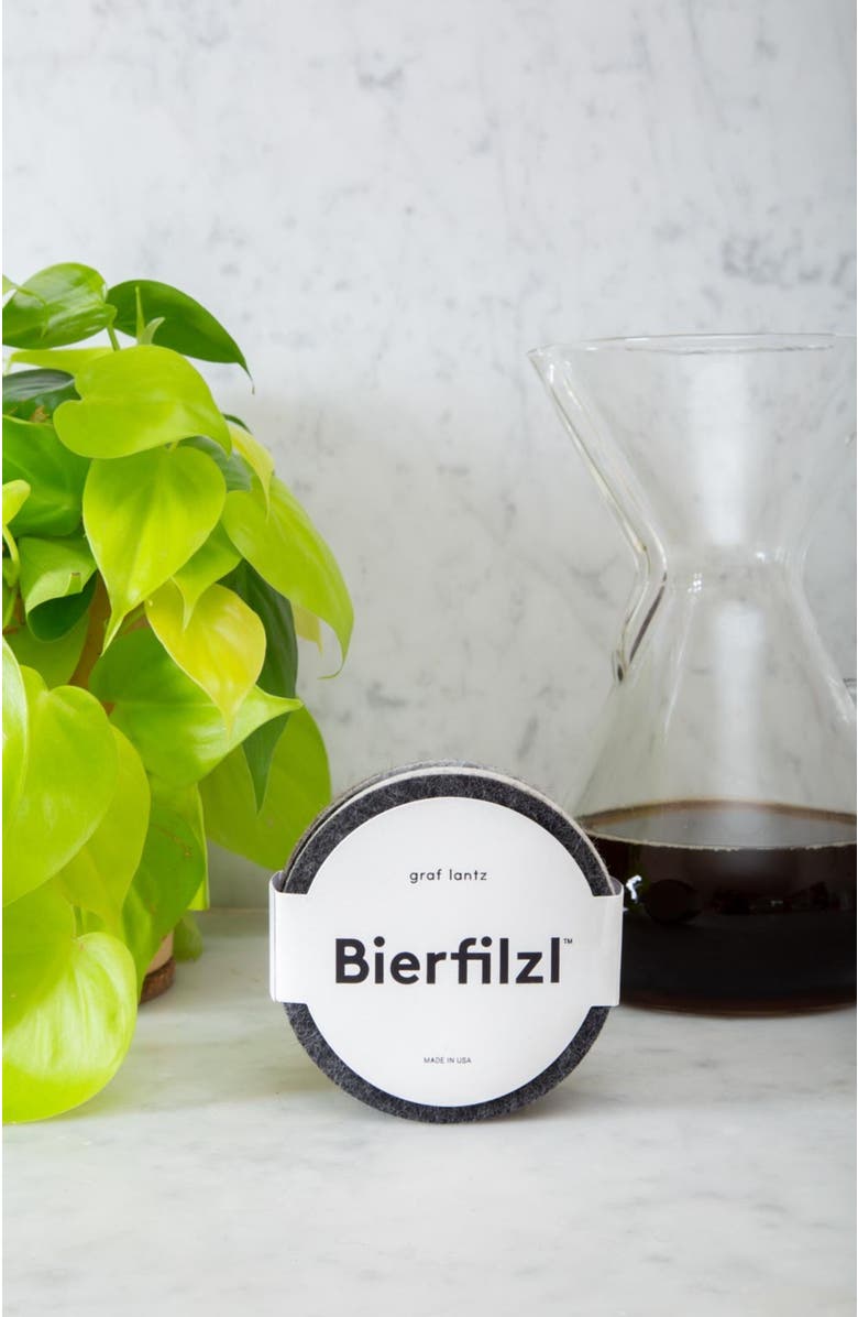 Graf Lantz Bierfilzl Merino Wool Round Coaster Solid 4 Pack, Alternate, color, Earth