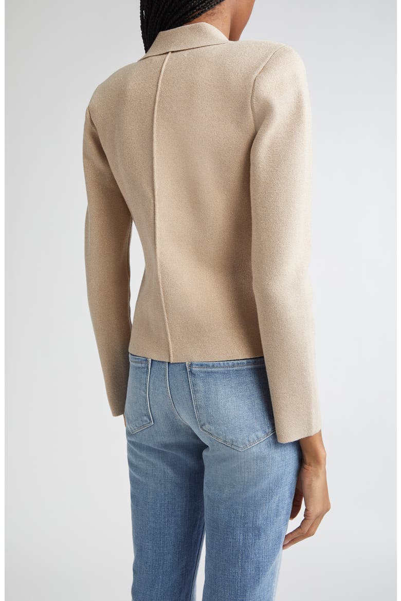 Sofia Metallic Knit Blazer, Alternate, color, PALE KHAKI/ GOLD