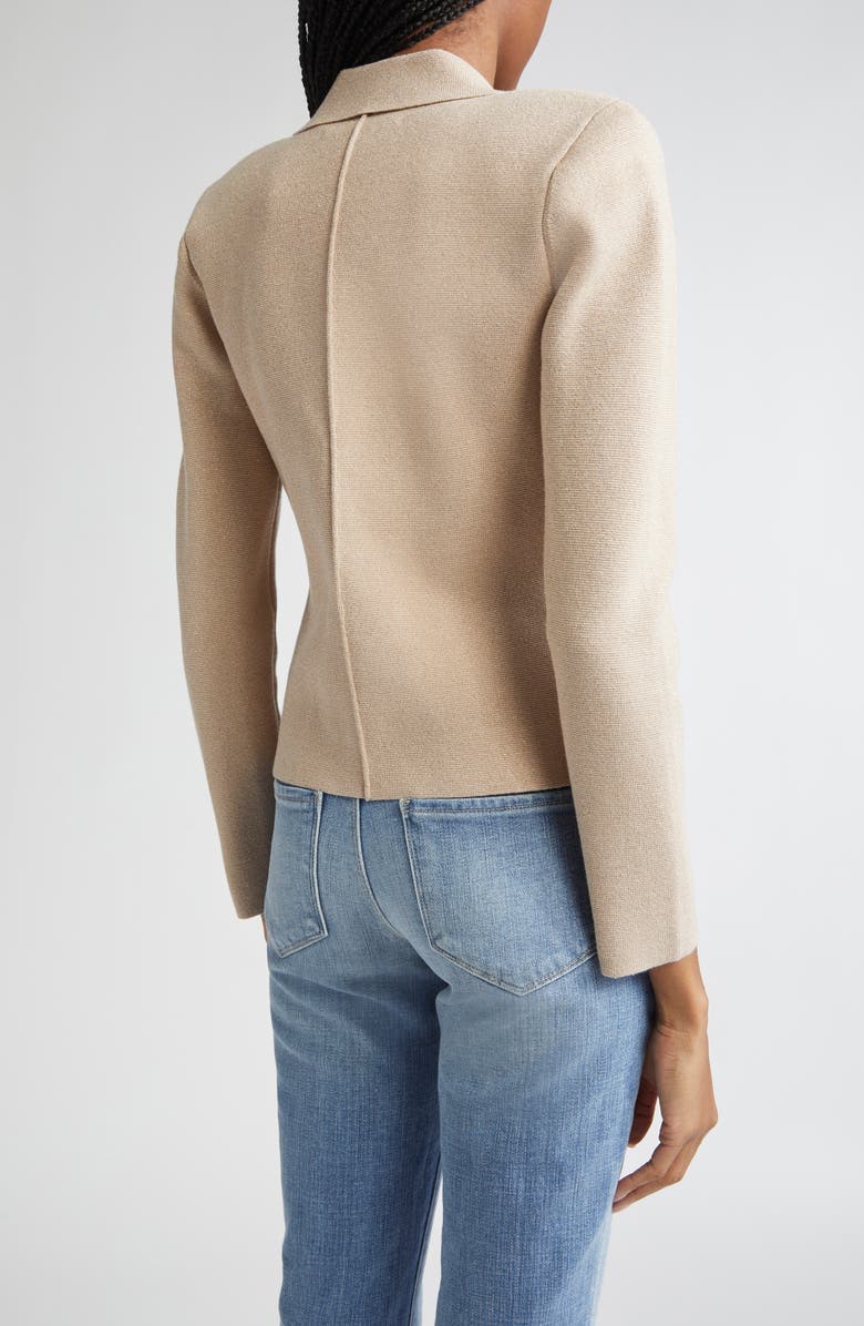 L'AGENCE Sofia Metallic Knit Blazer, Alternate, color, Pale Khaki/ Gold