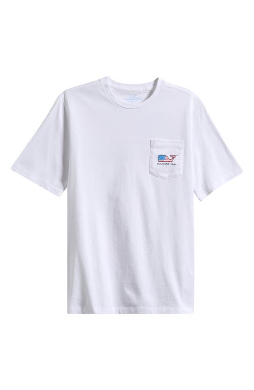 Vineyard Vines Boys' Cotton Flag Whale Logo Graphic Pocket Tee - Little Kid, Big Kid In White Cap