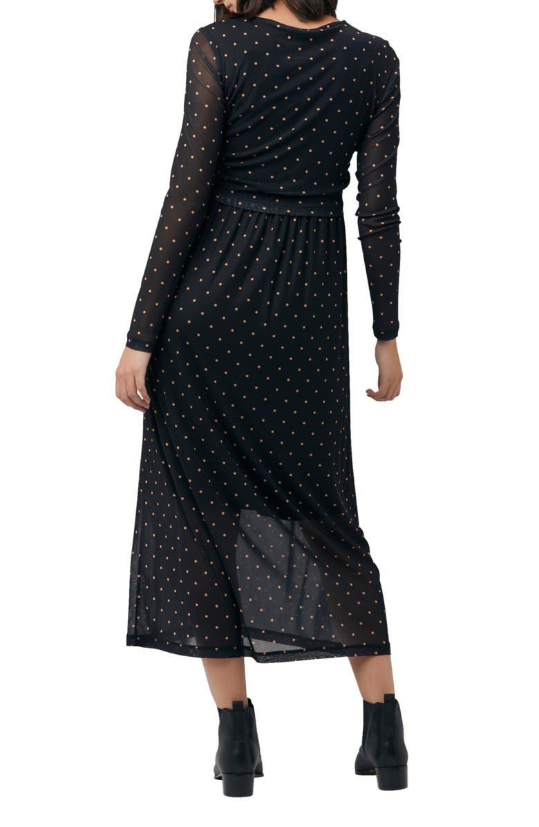 Ripe Maternity Dot Pattern Long Sleeve Maternity Dress, Alternate, color, 