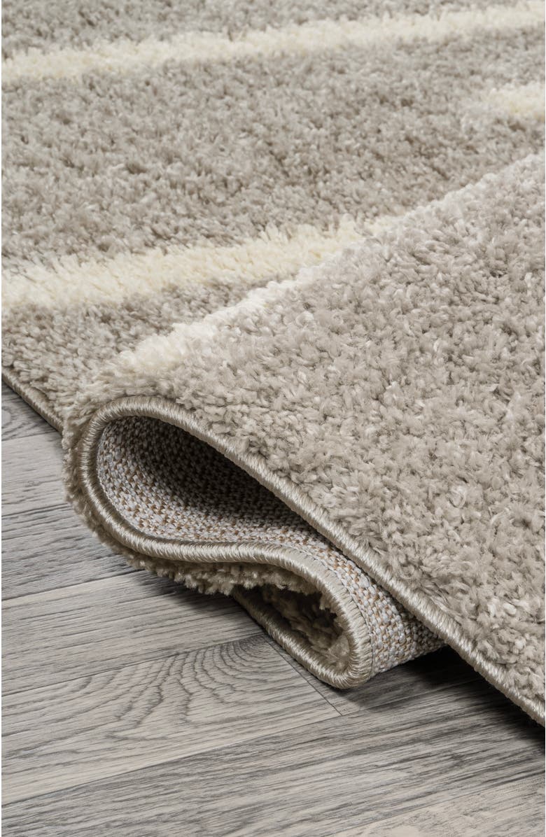 JONATHAN Y Alaro Berber Stripe Shag Area Rug, Alternate, color, Gray/Ivory